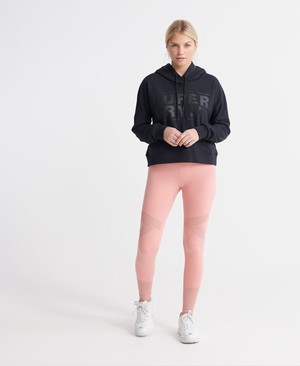 Superdry Core Sport Crop Női Kapucnis Pulóver Fekete | VKEQN1649